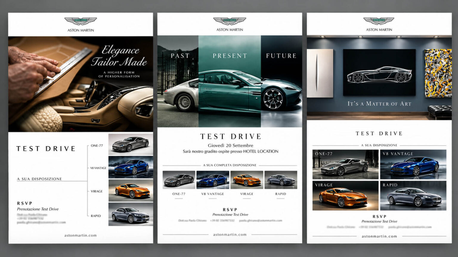 work Aston Martin, newsletter evento test drive