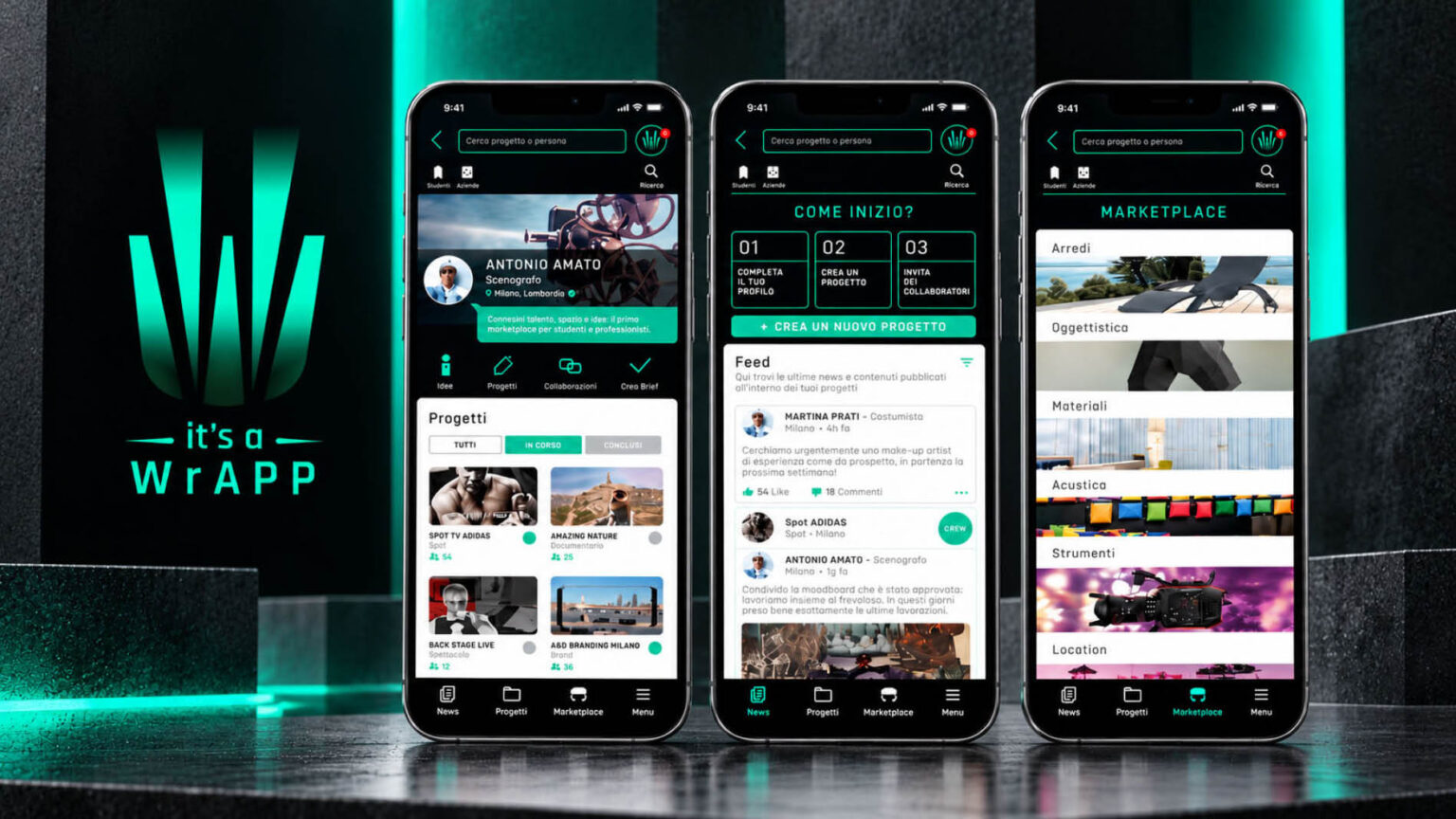 work It’s a Wrapp, identità visiva e app mobile