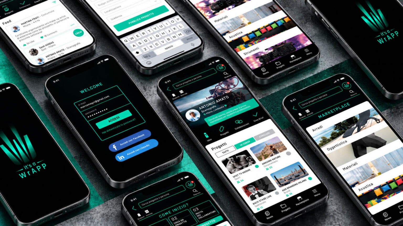 work It’s a Wrapp, identità visiva e app mobile